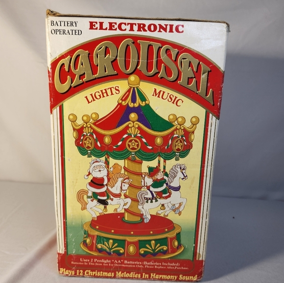 Vntge Holiday Merry Go Round Music and Lights. Tested In original box - Picture 3 of 7